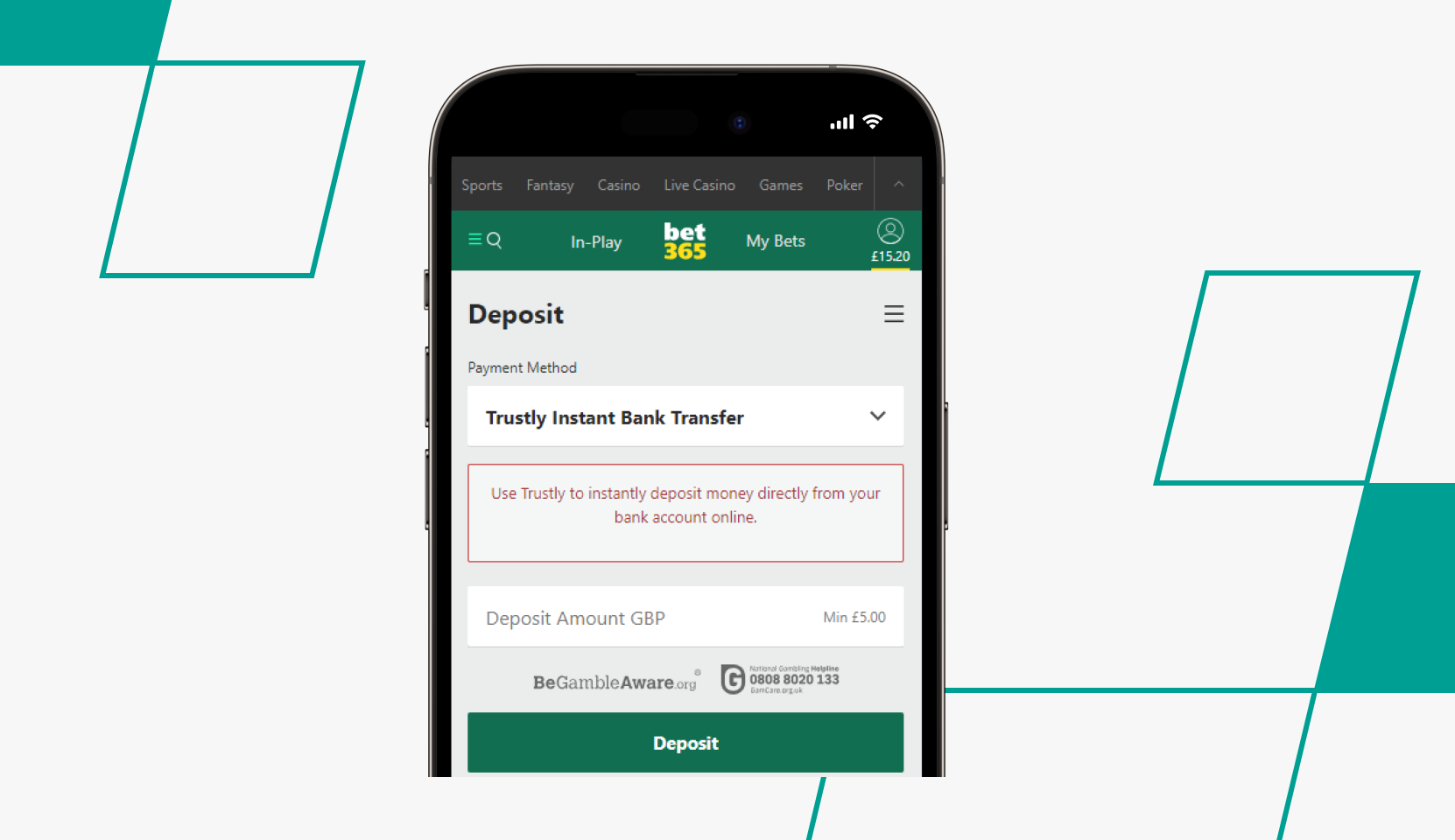 bet365 virtual banking desktop screenshot