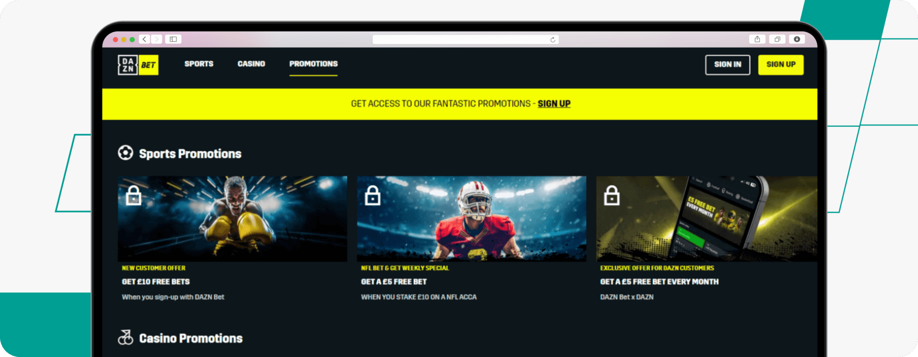 desktop Screenshot of the DAZN Bet Promo Page