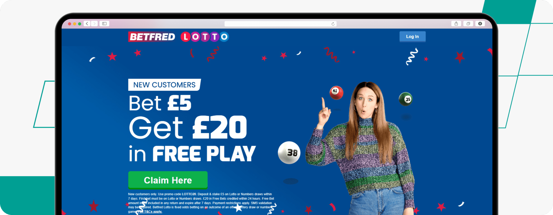 screenshot of betfred lotto welcome offer